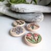 Woodburned Wildflower Art Magnets Handmade Newfoundland Wildflower Magnets