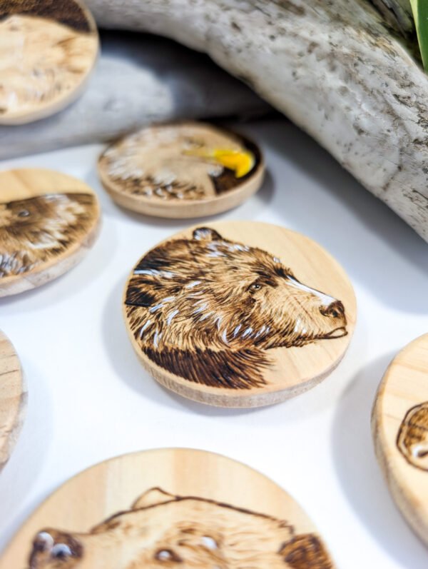 Handmade Wooden Black Bear Magnet