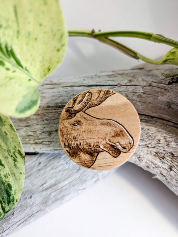 Handmade Wooden Moose 2 Magnet