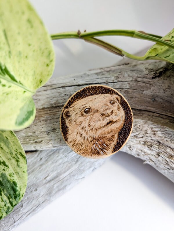 Handmade Wooden Otter Magnet