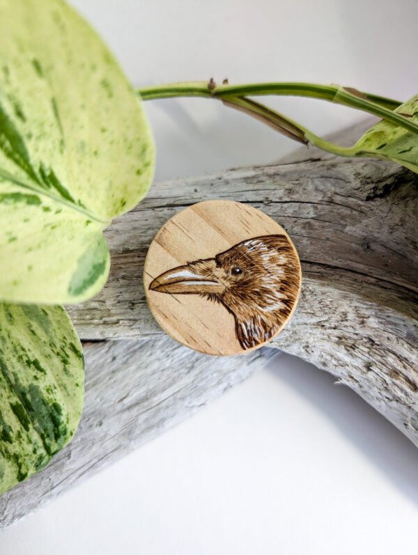Handmade Wooden Crow Magnet