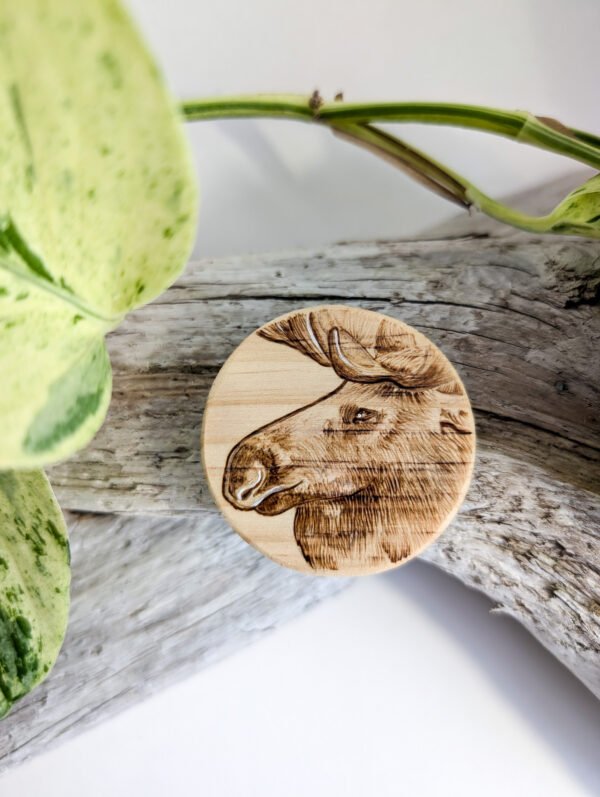Handmade Wooden Moose 1 Magnet