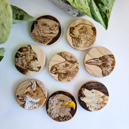Woodburning Animal Portrait Magnets