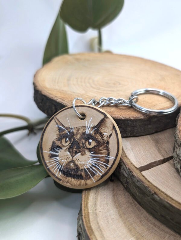 Woodburned Pet Keychain
